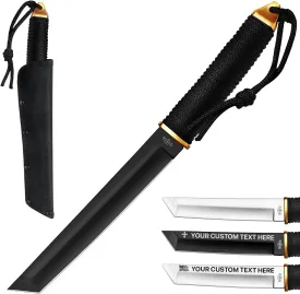 Tanto Knife with Sheath - 3  Colors - 5.9" Fixed Full Tang Mirror Polished Blade - Cool Tactical Knives with Black Paracord Handle - for Hunting Camping Military Survival Hiking Work 2307 Black
