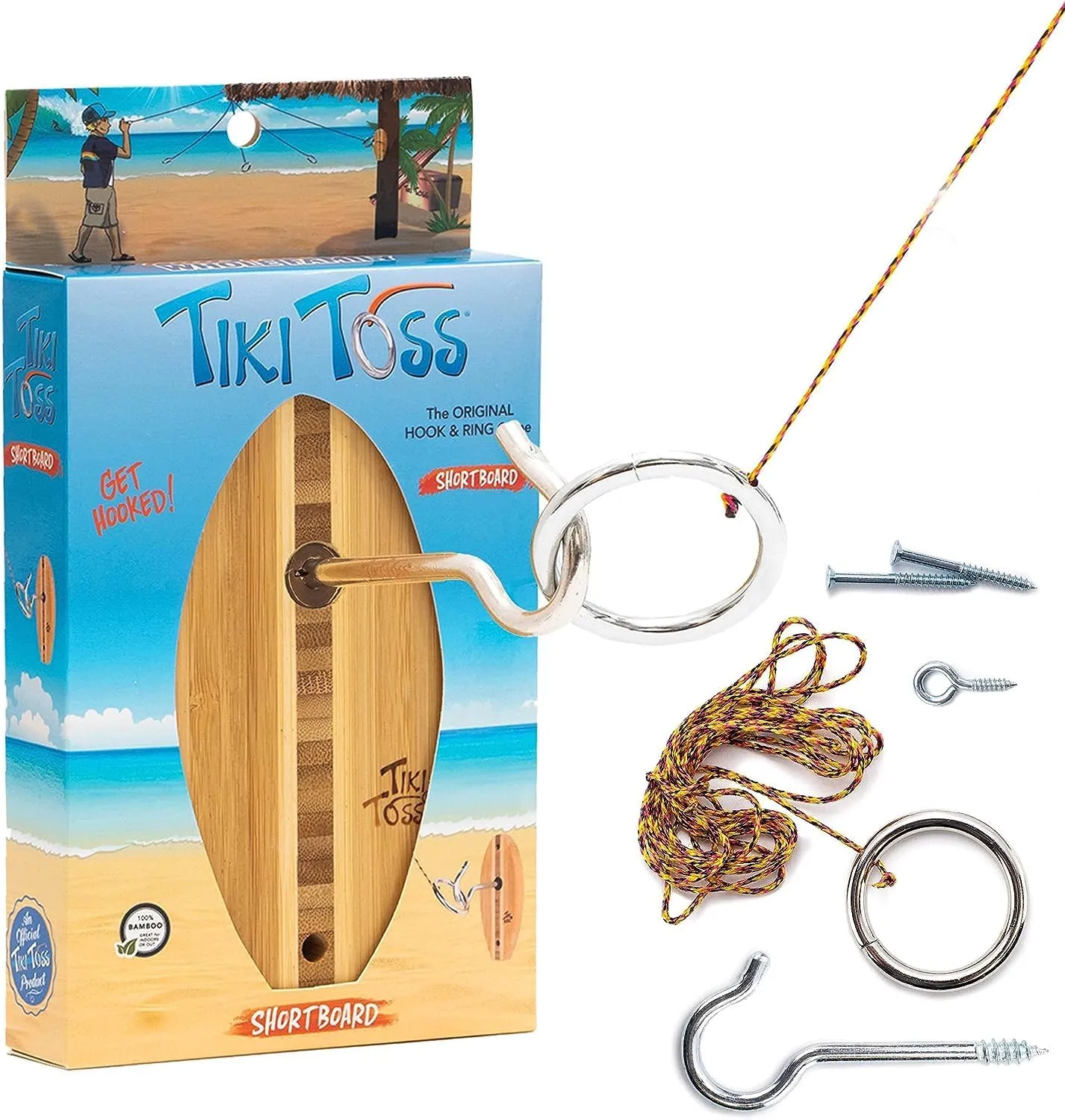 Tiki Toss Ring Toss Game for Adults & Kids - Hook and Ring Games with String and Hooks for Indoor Use, Man Cave Decor & Stuff, Gifts for Men - Standard/Deluxe 13 Inch, Tiny 5 Inch