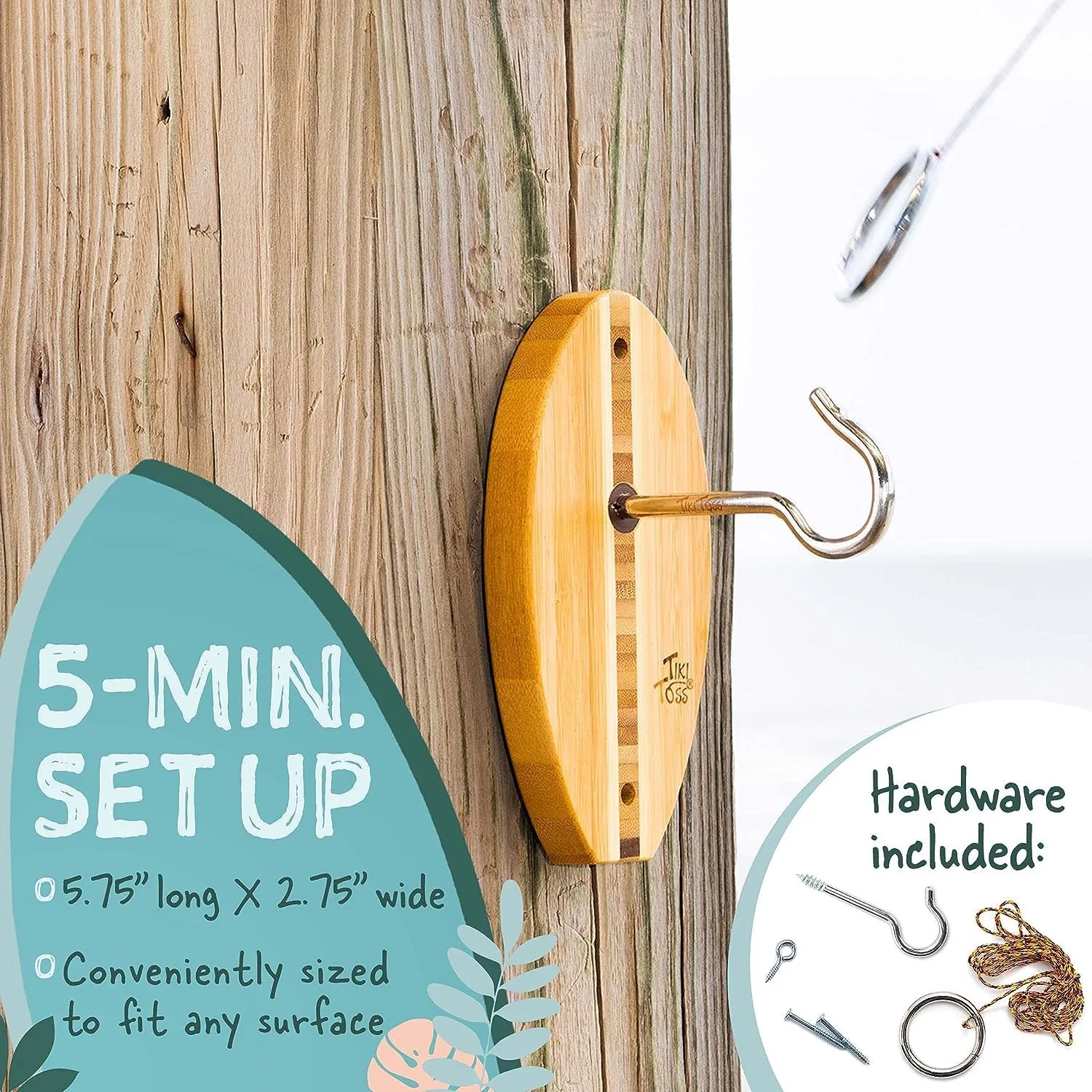Tiki Toss Ring Toss Game for Adults & Kids - Hook and Ring Games with String and Hooks for Indoor Use, Man Cave Decor & Stuff, Gifts for Men - Standard/Deluxe 13 Inch, Tiny 5 Inch