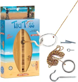 Tiki Toss Ring Toss Game for Adults & Kids - Hook and Ring Games with String and Hooks for Indoor Use, Man Cave Decor & Stuff, Gifts for Men - Standard/Deluxe 13 Inch, Tiny 5 Inch