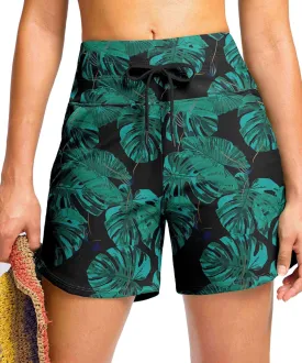 Viodia Women's 5" High Waisted Swim Board Shorts Quick Dry Beach Shorts with Pockets UPF 50  Swimsuit Bottoms with Liner