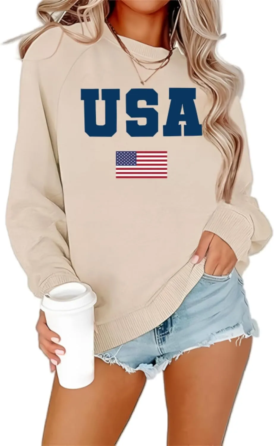 Womens Mama Sweatshirt Mom Life Shirt USA Sweatshirt Graphic American Flag Shirt Pullover Patriotic Sweater Tops